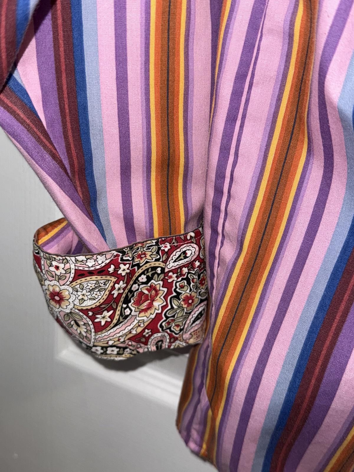 Brooklyn Xpress Brooklyn Xpress Long Sleeve Pink and Purple Striped Shirt L Size US L / EU 52-54 / 3 - 3 Thumbnail