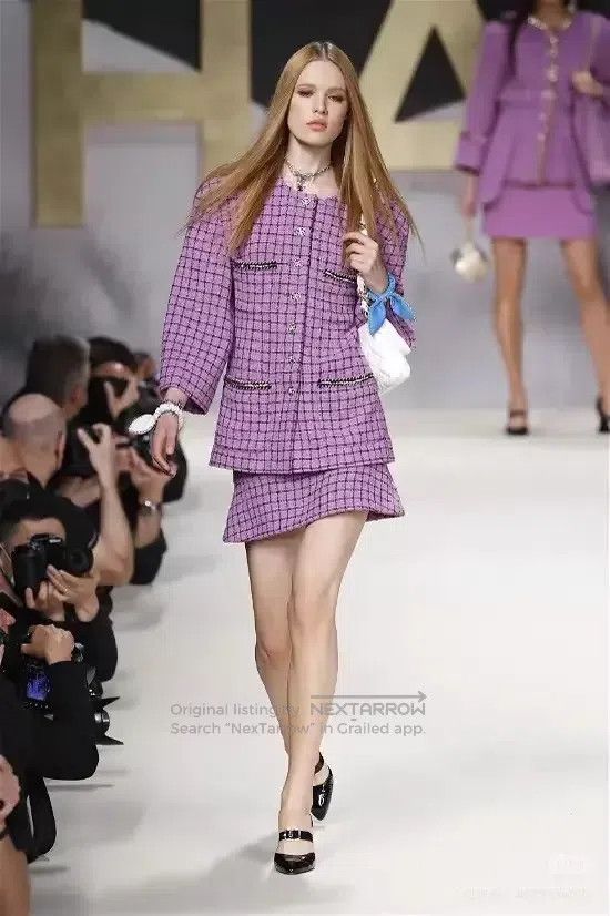 Chanel Chanel Purple plaid double C leather chain diamond buckle Size XS / US 0-2 / IT 36-38 - 8 Thumbnail