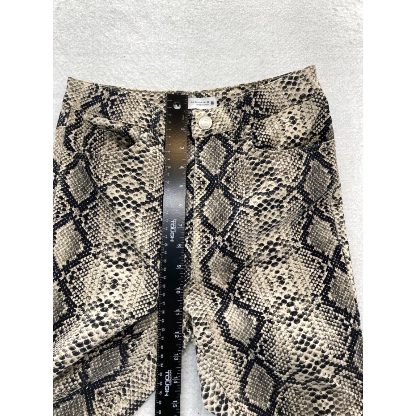 Zara ZARA Pants Women's 6 Brown Stretch Snakeskin Print Skinny Ankle Mid Rise Career Size 26" / US 2 / IT 38 - 7 Thumbnail