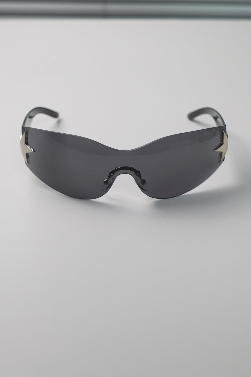 Other Y2k Vtg Avant Garde Cyber Punk Black Sunglasses Unisex OS Size ONE SIZE - 2 Thumbnail