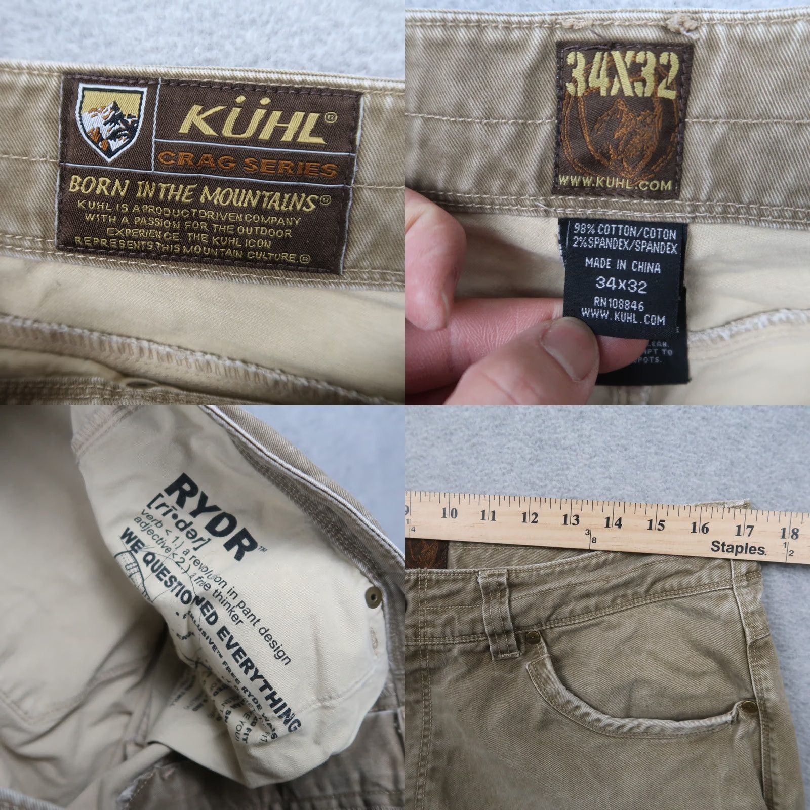 Vintage Kuhl Rydr Canvas Outdoor Hiking Vintage Patina Pants 34x32 Brown Size US 34 / EU 50 - 8 Thumbnail
