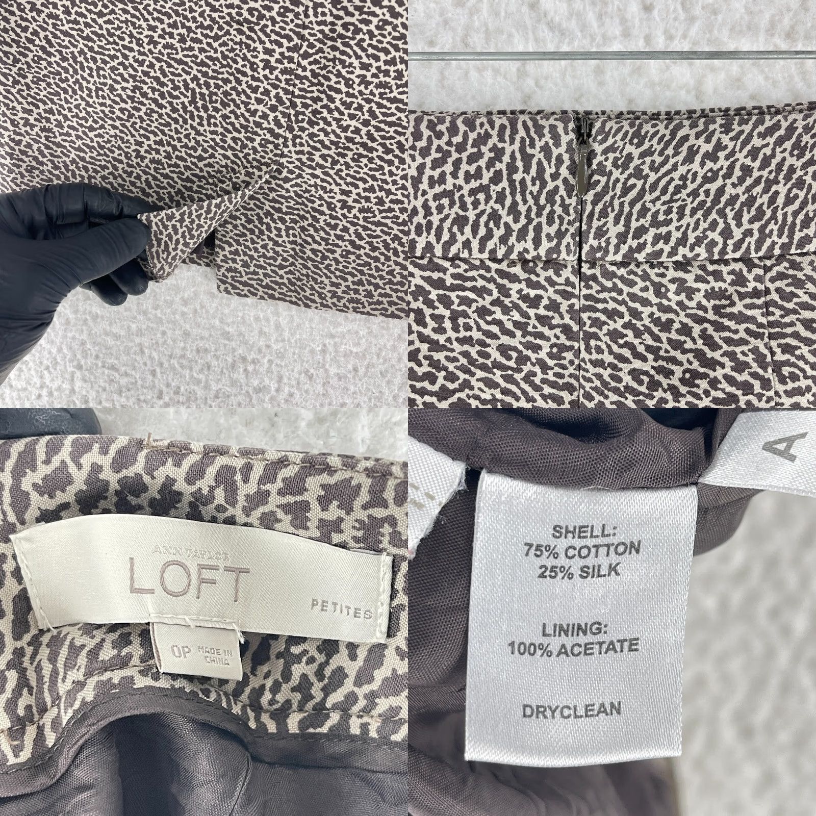 Loft LOFT Animal Print A-Line Skirt Womens 0P Silk Cotton Acetate Short Zip Up Brown Leopard Suede? Size 25" / US 0 / IT 36 - 8 Thumbnail