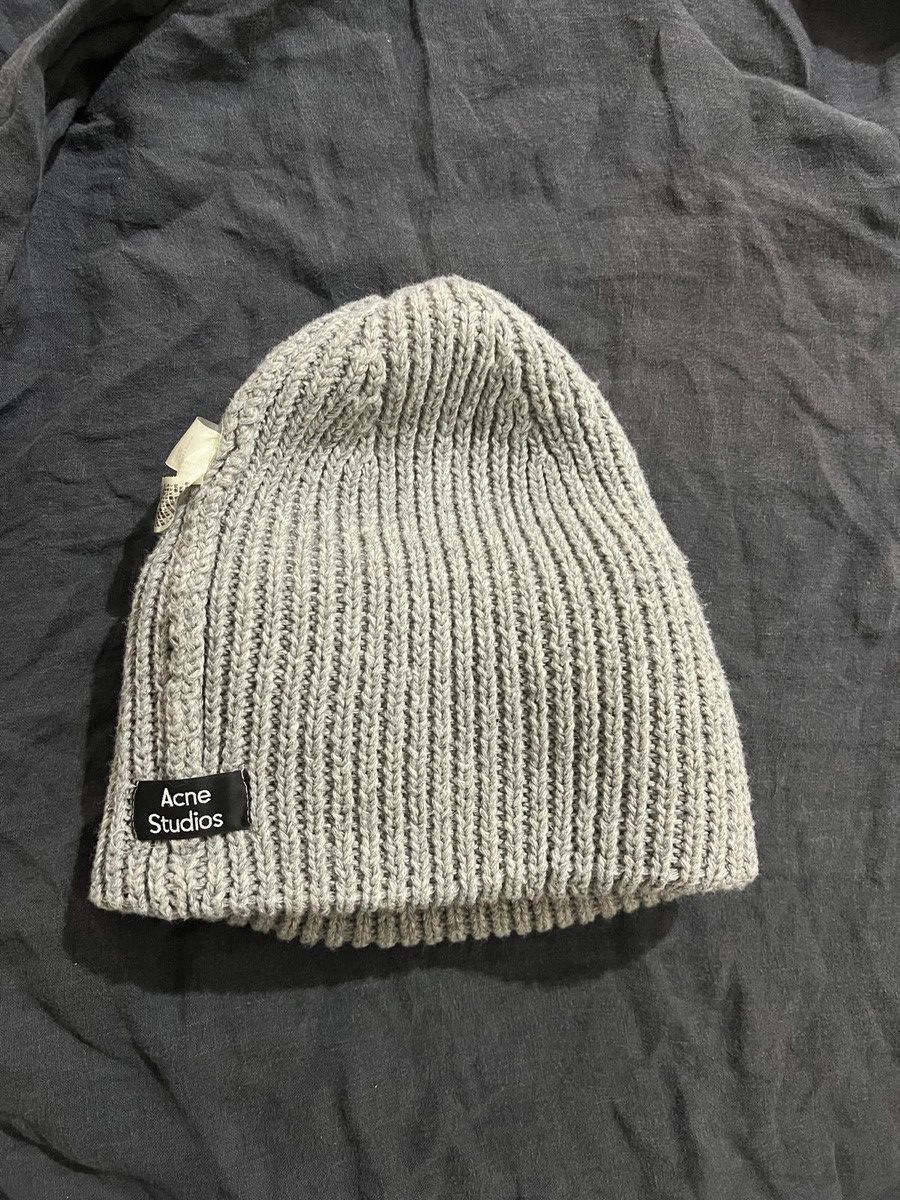 Acne Studios grey face is ribbed beanie Size ONE SIZE - 4 Thumbnail