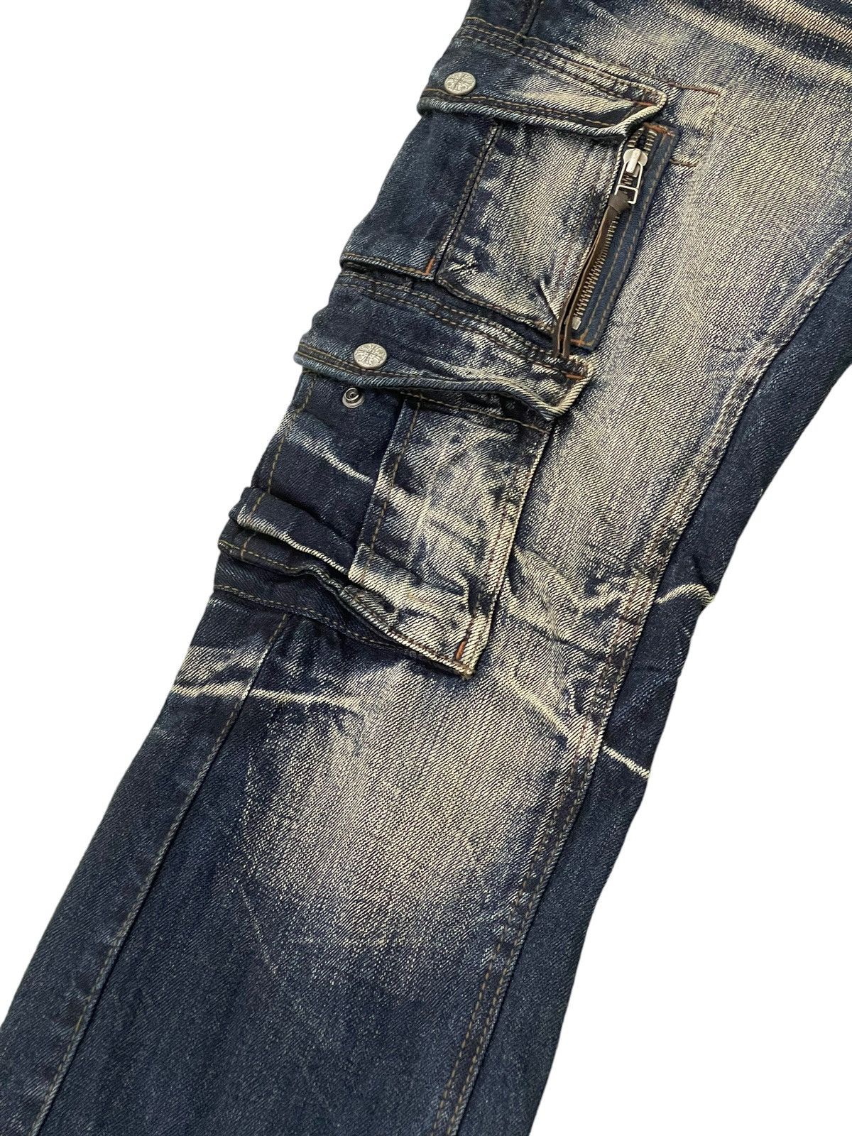 Japanese Brand Slight Flare Cargo Jeans Nicole Club Acid Wash Boot Cut 8🟦4 Size US 33 - 6 Thumbnail