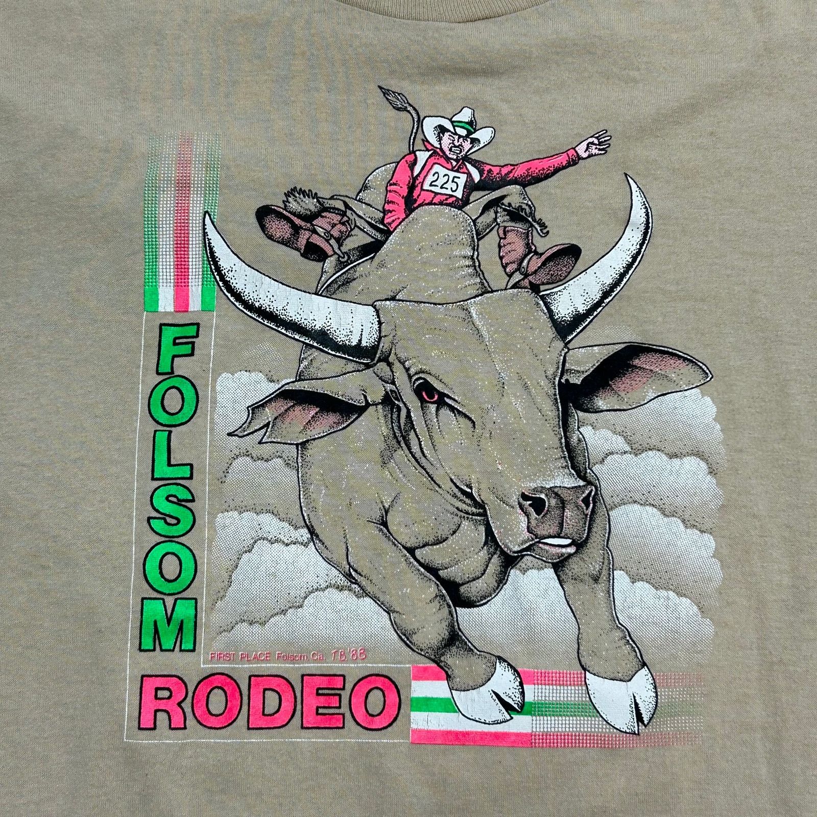 Vintage vintage 1988 Folsom Rodeo Bull Riding Brown Tee Size Small Size US S / EU 44-46 / 1 - 2 Thumbnail