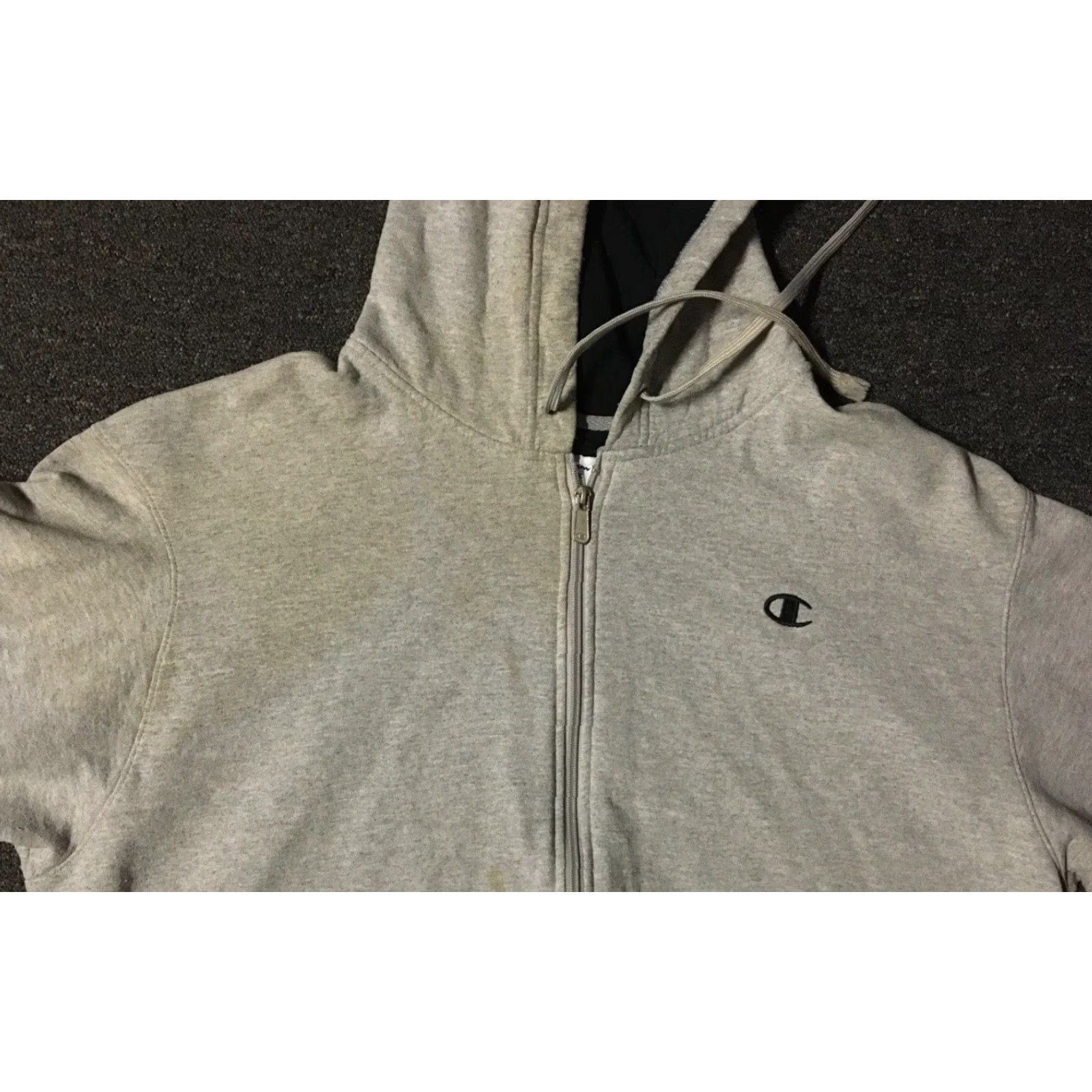 Champion VINTAGE Champion Hoodie XL Gray Distressed Faded Zip Shirt Track Grunge Punk Surf Skate 90s Mens Size US XL / EU 56 / 4 - 4 Thumbnail