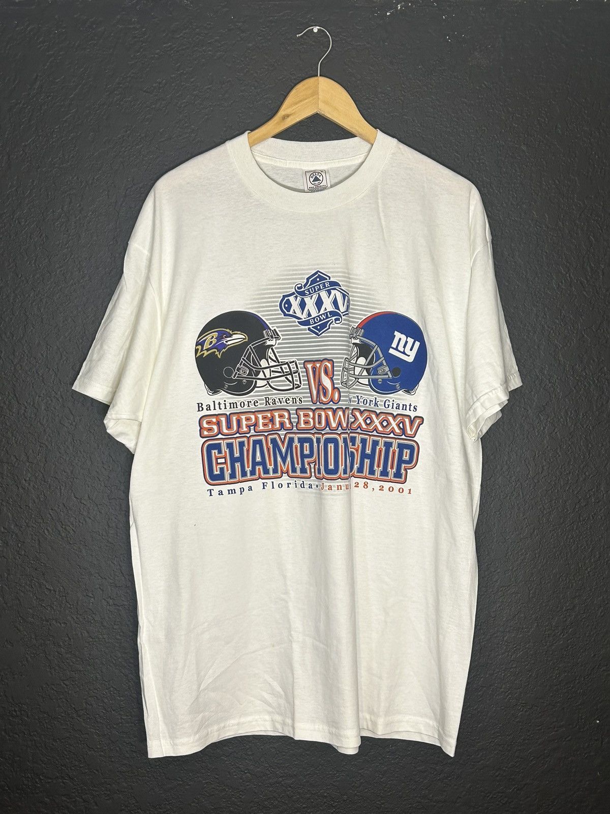 NFL 2001 NFL Superbowl XXXV Ravens Vs Giants T Shirt Size US XL / EU 56 / 4 - 1 Thumbnail