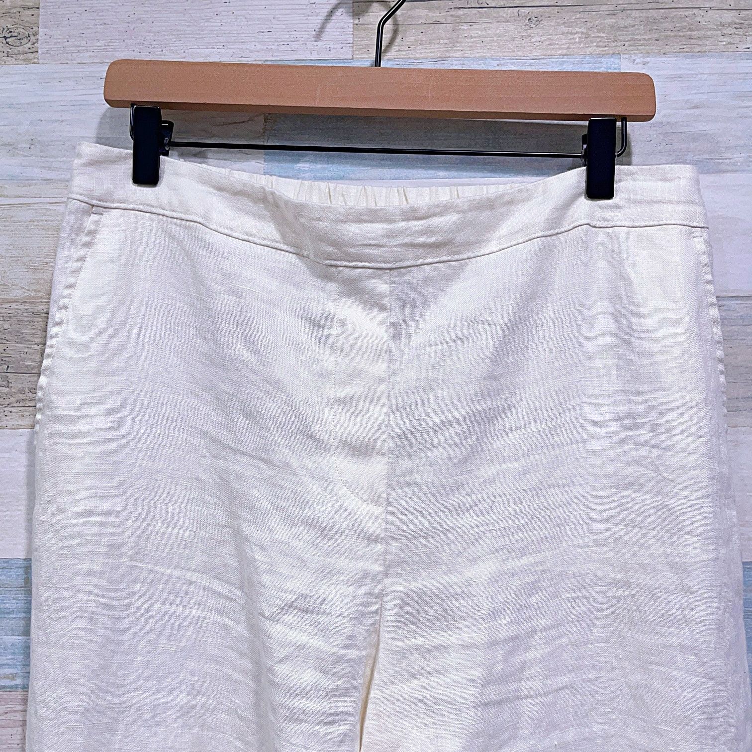 Chicos Chicos 100% Linen Wide Ankle Pants Ecru High Rise Medium 1.5 Size 27" / US 4 / IT 40 - 2 Thumbnail