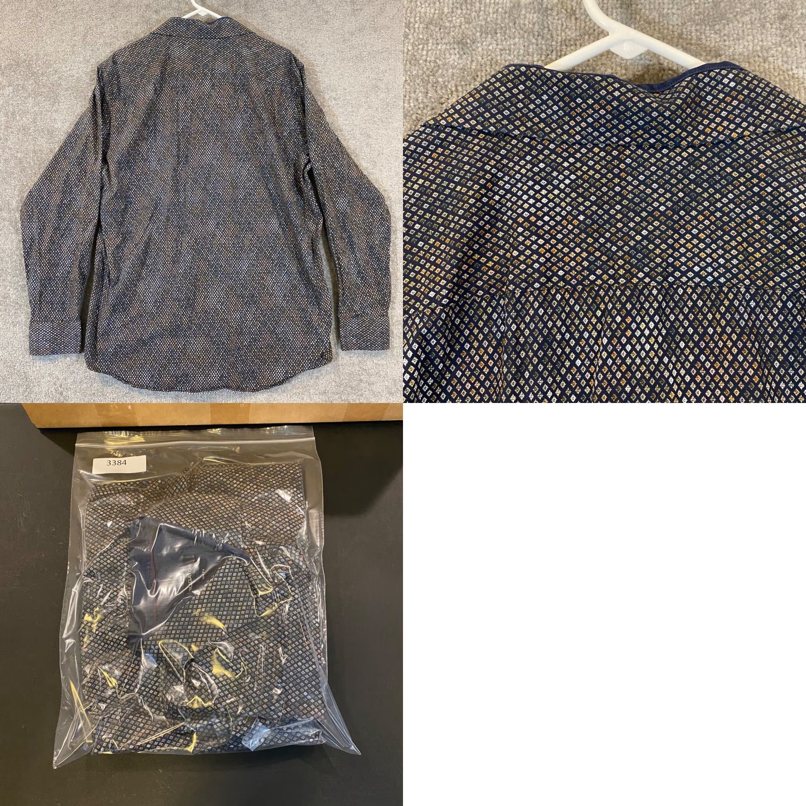 BUGATCHI Bugatchi Shirt Mens XL Gray Multicolor Micro Print Button Up Dress Top L/S Size US XL / EU 56 / 4 - 8 Thumbnail