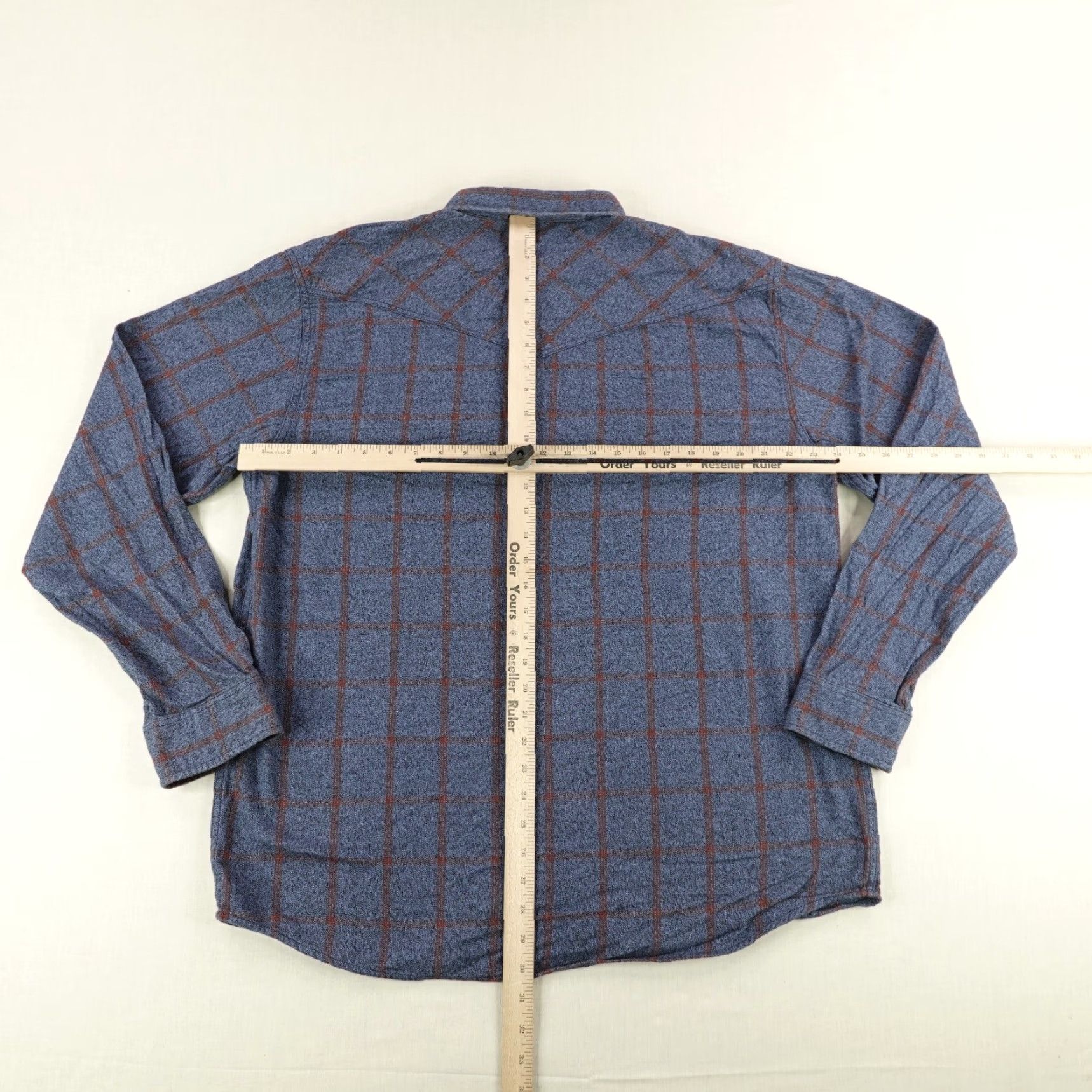 Vintage Moonshine Spirit Shirt Mens XL Blue Flannel Western Sawtooth Pearl Snap Size US XL / EU 56 / 4 - 7 Thumbnail