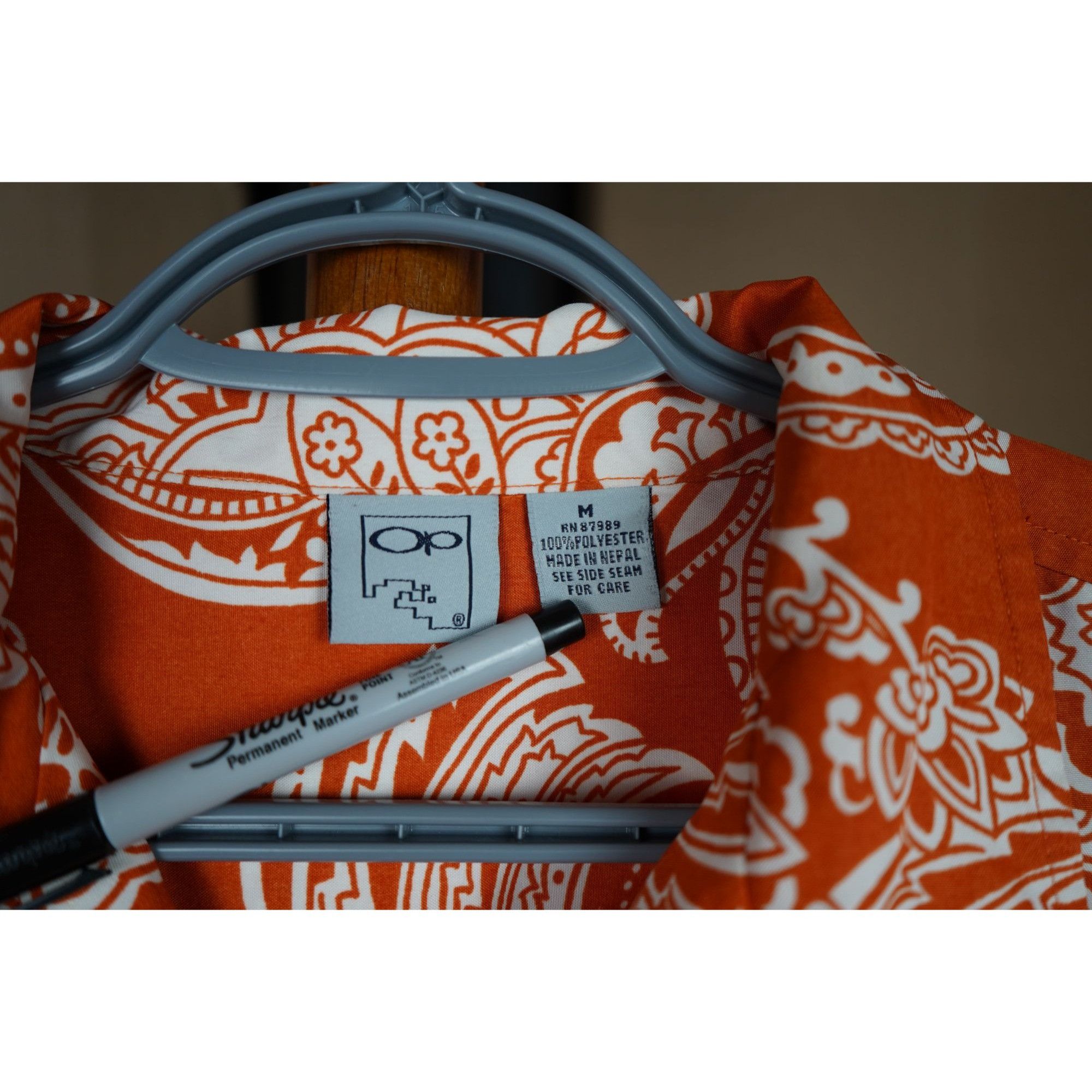 Vintage 90s Orange Paisley Pattern Shirt Men's L #356 Size US L / EU 52-54 / 3 - 5 Thumbnail