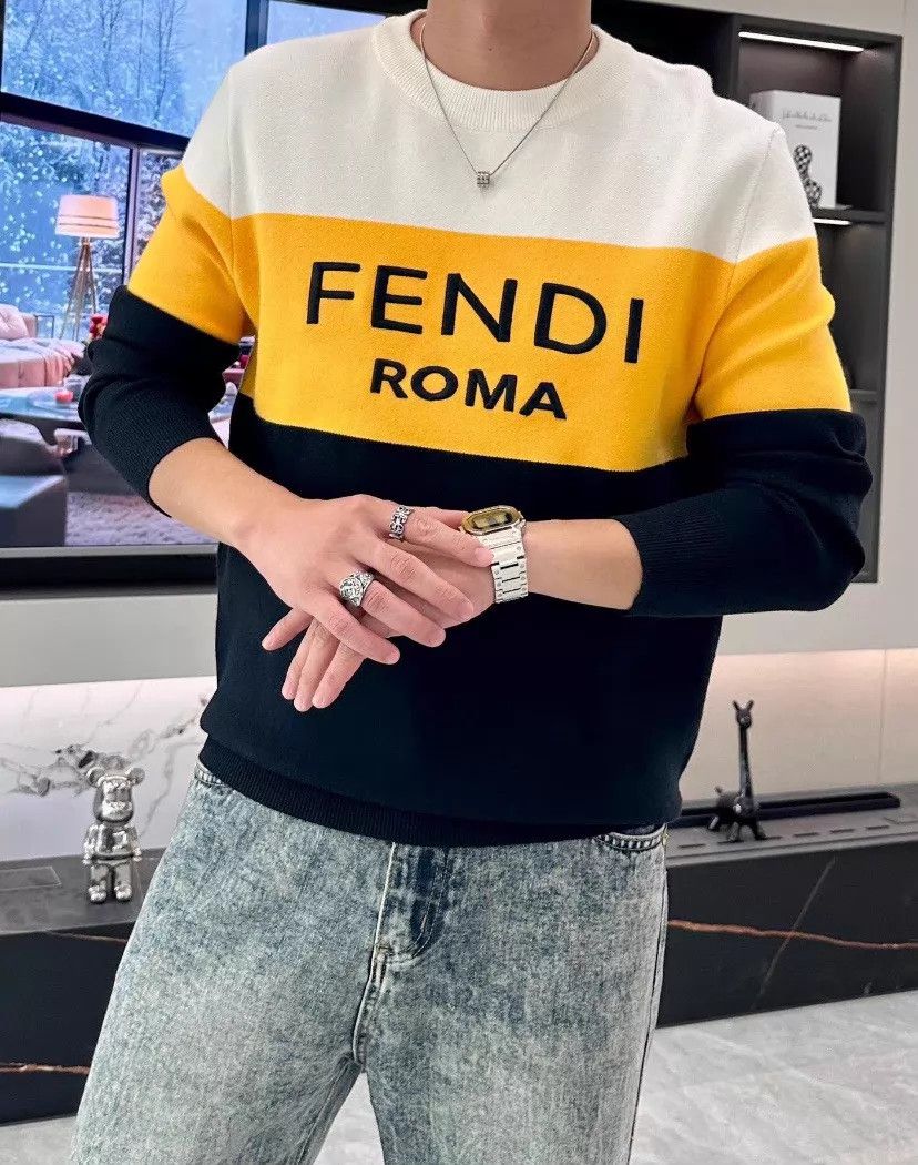Fendi Fendi colorblocked chest large logo sweater 52 95 New Size US L / EU 52-54 / 3 - 5 Thumbnail
