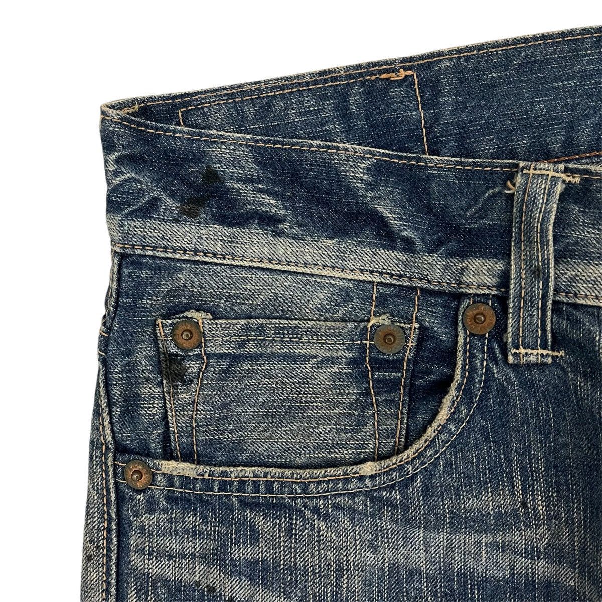 Kapital Flare Jeans Edwin Clawmark Distressed Painted Denim Boot Cut Size US 31 - 7 Thumbnail