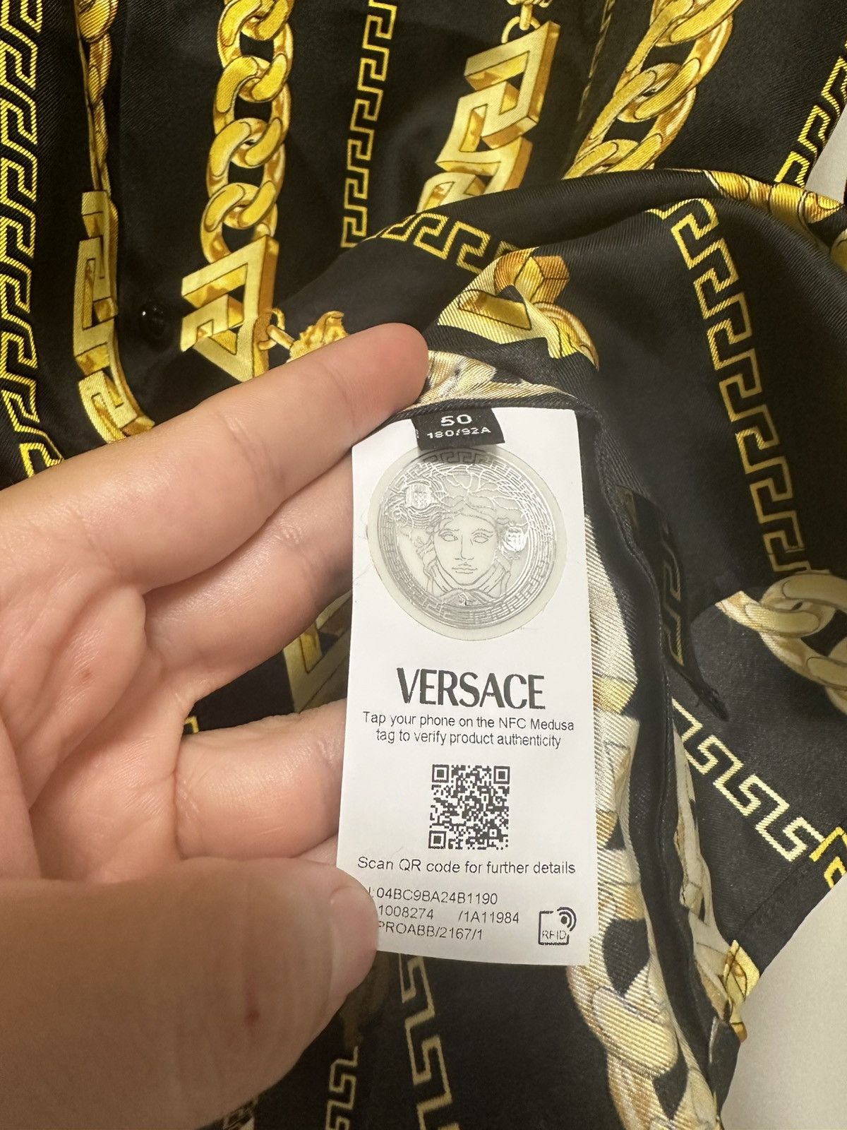 Versace Versace Chain Silk Shirt Size US M / EU 48-50 / 2 - 6 Thumbnail
