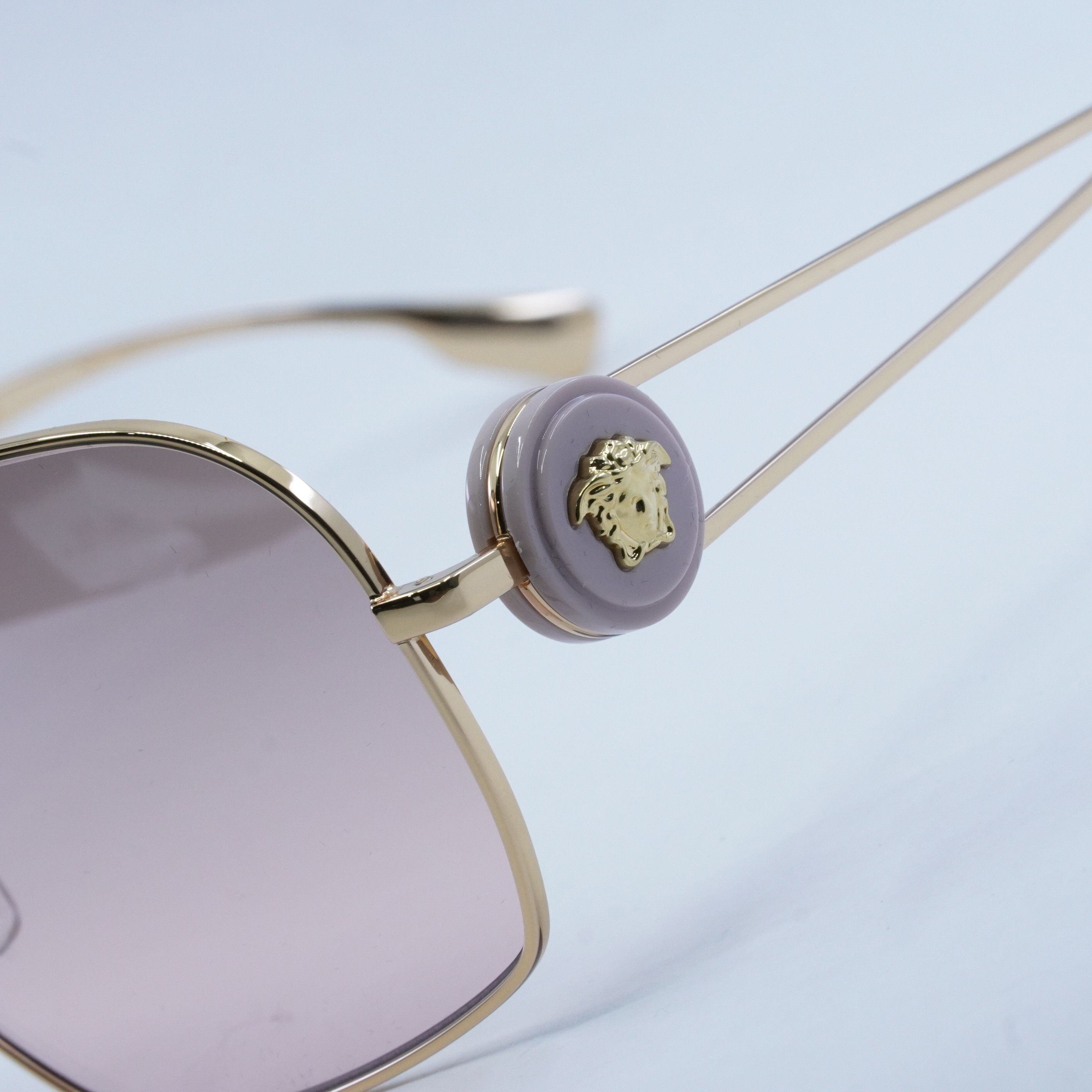 Versace Versace VE2269 10027E Sunglasses Gold Geometric Frame Size ONE SIZE - 13 Thumbnail