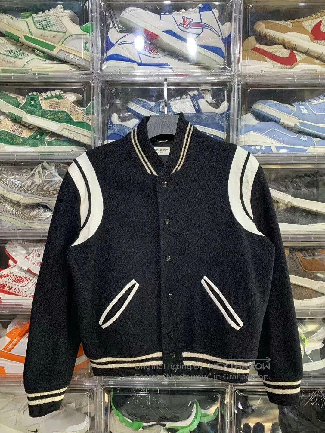 Saint Laurent Paris classic black and white baseball jacket. Size US L / EU 52-54 / 3 - 1 Thumbnail