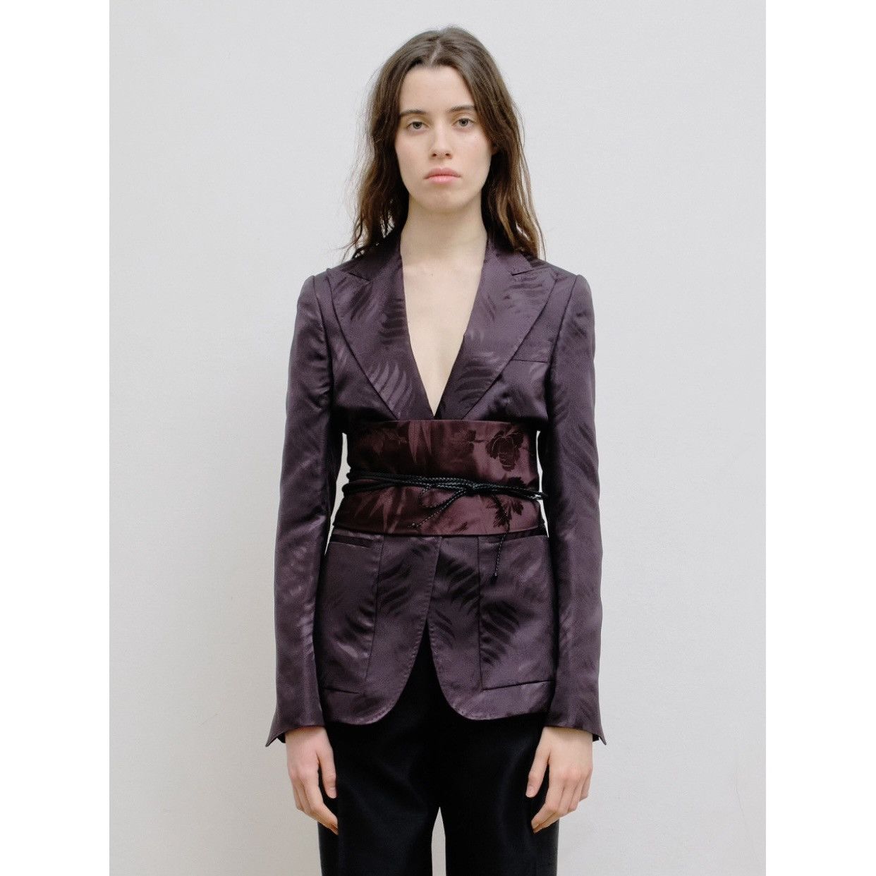 Gucci × Tom Ford Gucci by Tom Ford leaf print plum silk blazer Size XS / US 0-2 / IT 36-38 - 2 Thumbnail
