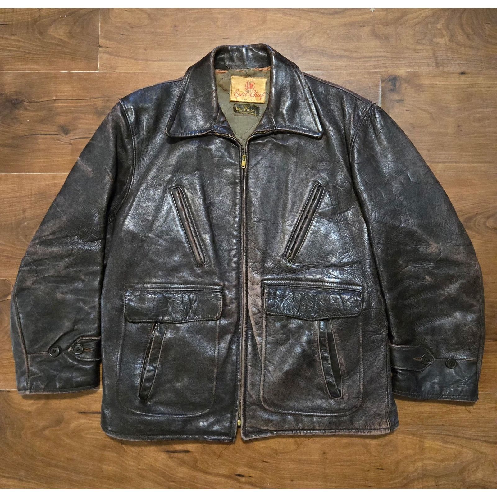 Vintage Vintage 1950s Sport-Chief Horsehide Leather Jacket Size US L / EU 52-54 / 3 - 1 Thumbnail