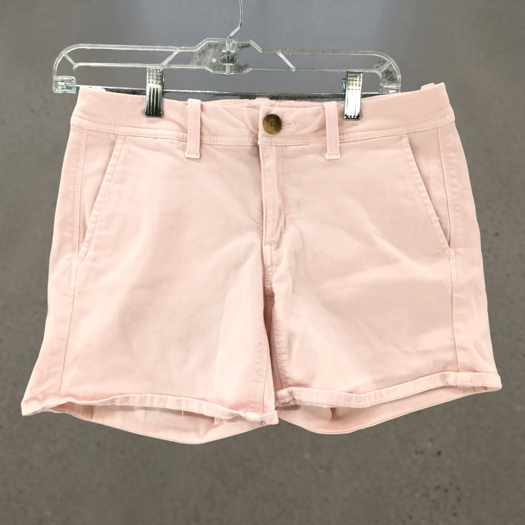 Vintage American Eagle Super Stretch Shorts Womens 4 Light Pink Zip Fly Low Waisted Casual Modern Womens Size 27" / US 4 / IT 40 - 1 Thumbnail
