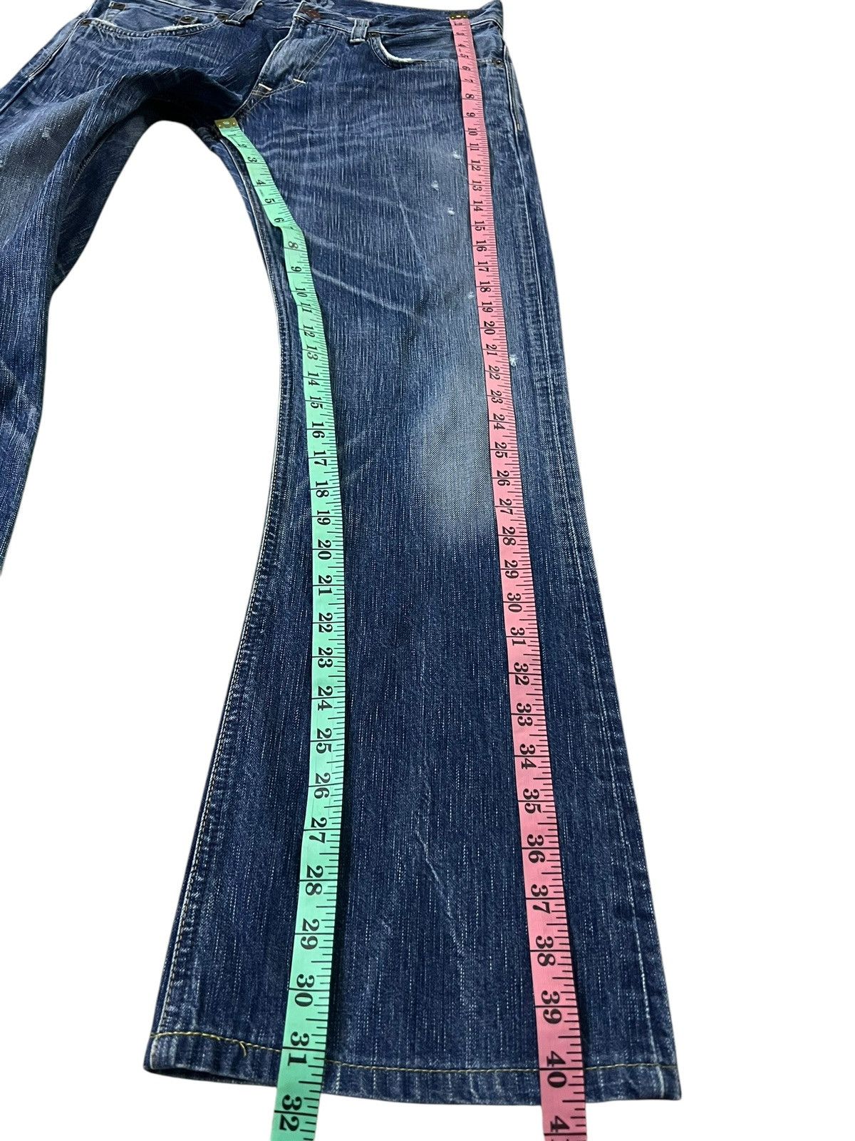 Edwin × If Six Was Nine × Le Grande Bleu (L.G.B.) 💥FLARE💥VINTAGE EDWIN 503 BLUE TRIP DISTRESS FADED JEANS Size US 34 / EU 50 - 14 Thumbnail