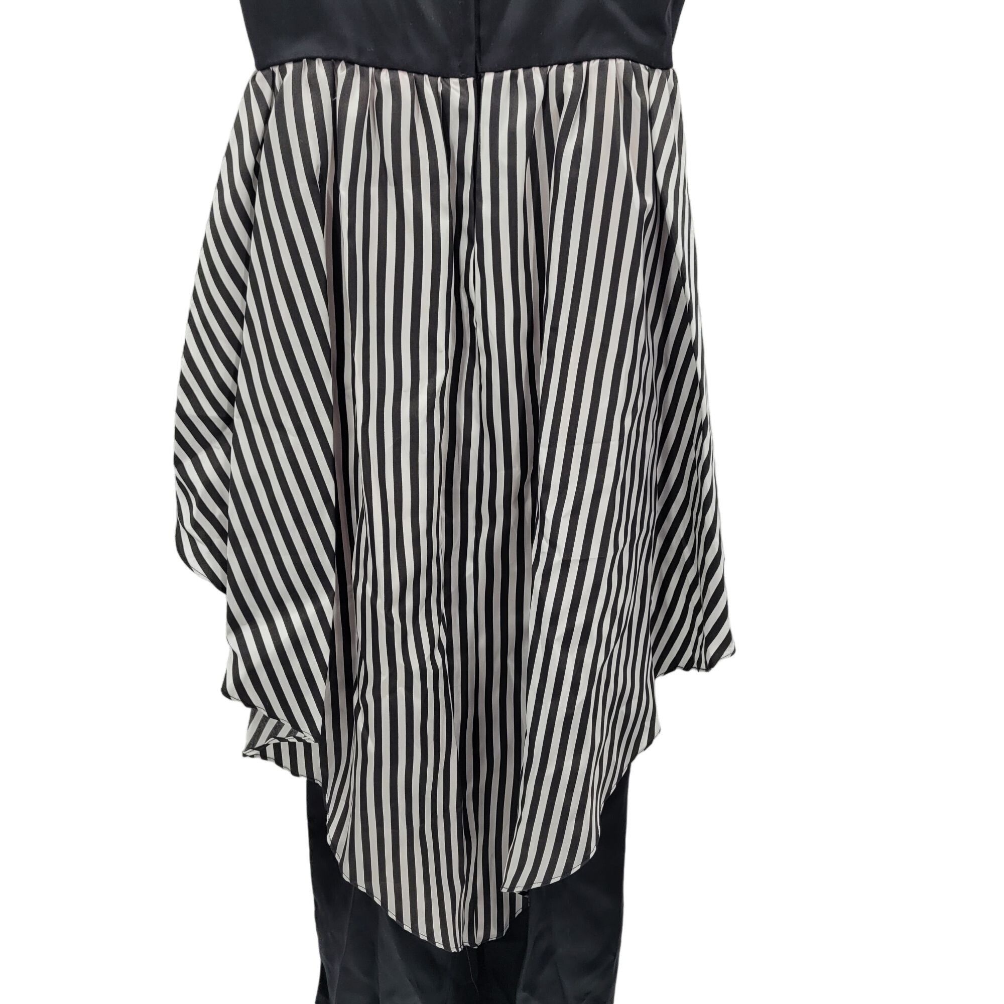 Vintage 80s Gown Maxi Dress XS Black Striped Bow Tail Beetlejuice Size XS / US 0-2 / IT 36-38 - 9 Thumbnail