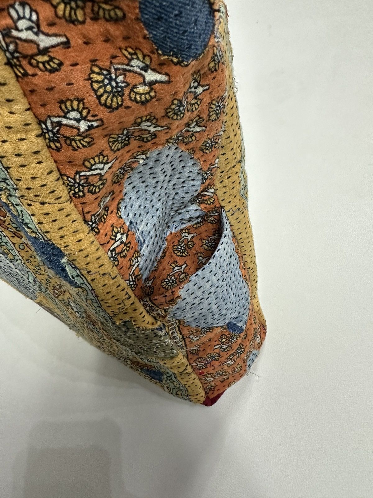 Handmade Custom Made Distressed denim Patchwork Boro Paisley tote bag Size ONE SIZE - 9 Thumbnail