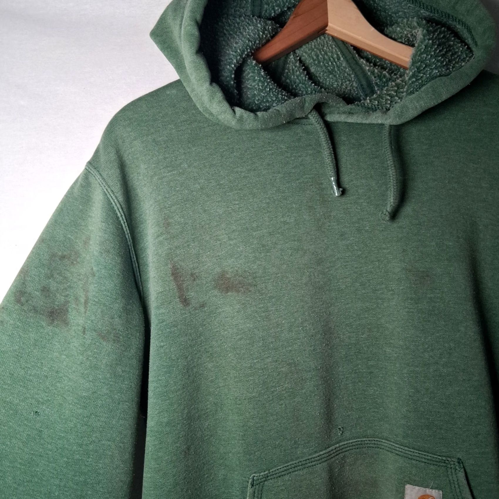 Carhartt VINTAGE Carhartt Hoodie Hooded Sweatshirt Small Green Workwear Pullover Destroyed Work Mens Hoodie Size US S / EU 44-46 / 1 - 6 Thumbnail