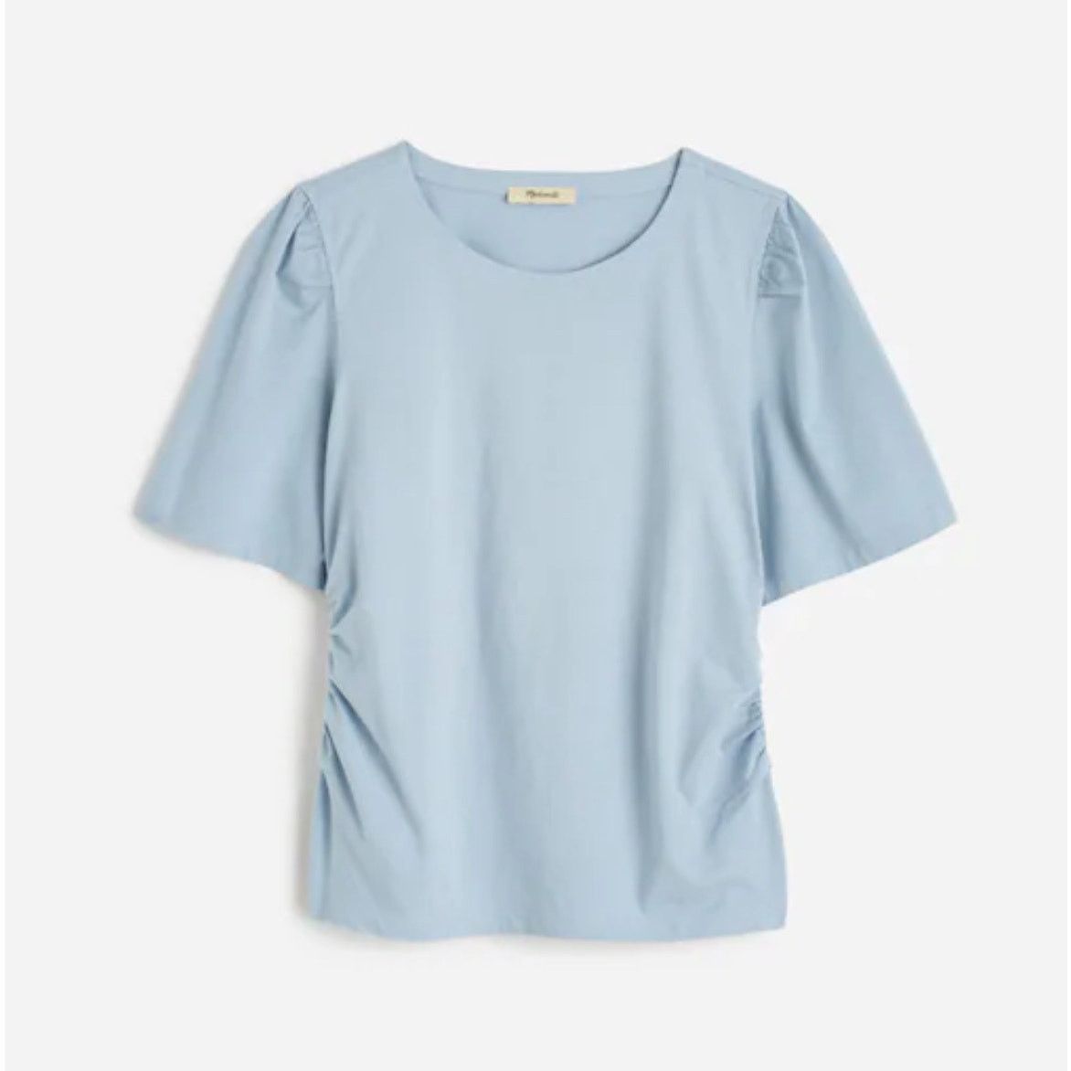 Madewell NWT Madewell Side-Cinch Puff-Sleeve Tee Blue Size Large Size L / US 10 / IT 46 - 1 Thumbnail