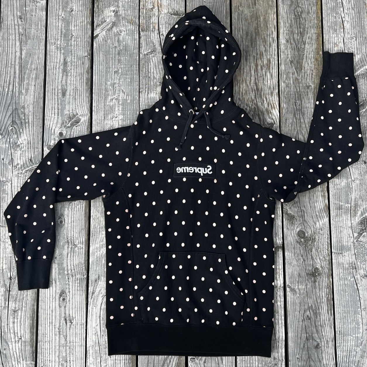 Comme des Garcons Supreme SUPREME X COMME DES GARCONS Black Polka Dot Hoodie Medium Grailed