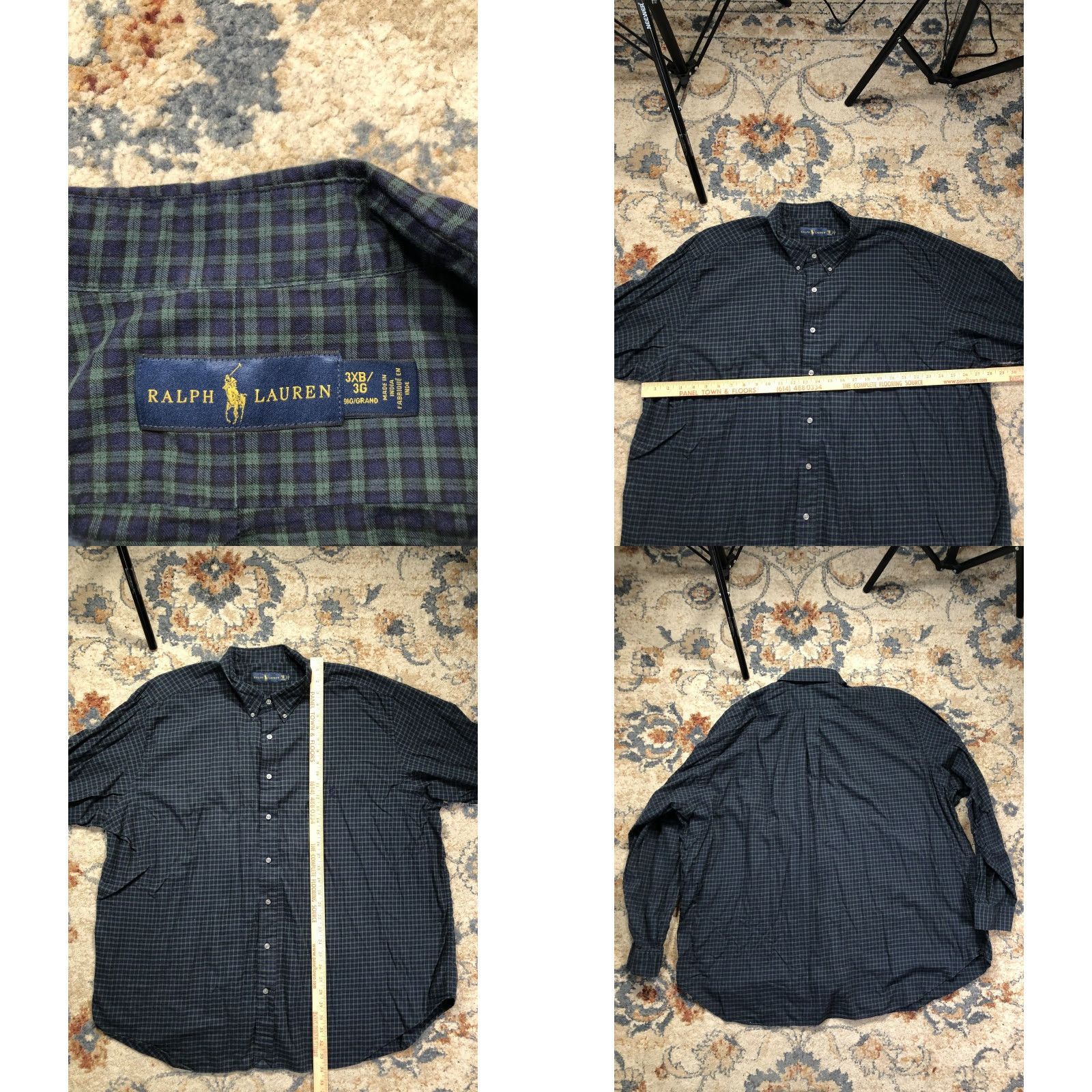 Ralph Lauren Ralph Lauren Shirt Mens Big 3X Blue Green Check Button Down Long Sleeve Casual Size US XXL / EU 58 / 5 - 8 Thumbnail
