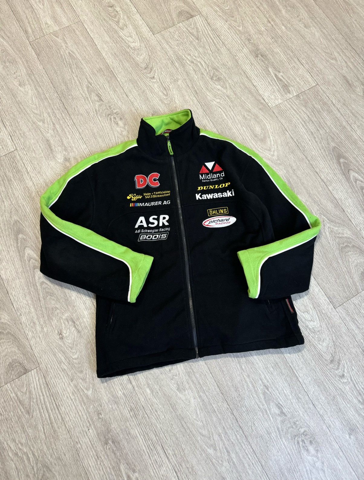 Vintage 🔷Vintage Kawasaki Racing Zip Sweatshirt Fleece 90s🔷 Size US M / EU 48-50 / 2 - 1 Thumbnail