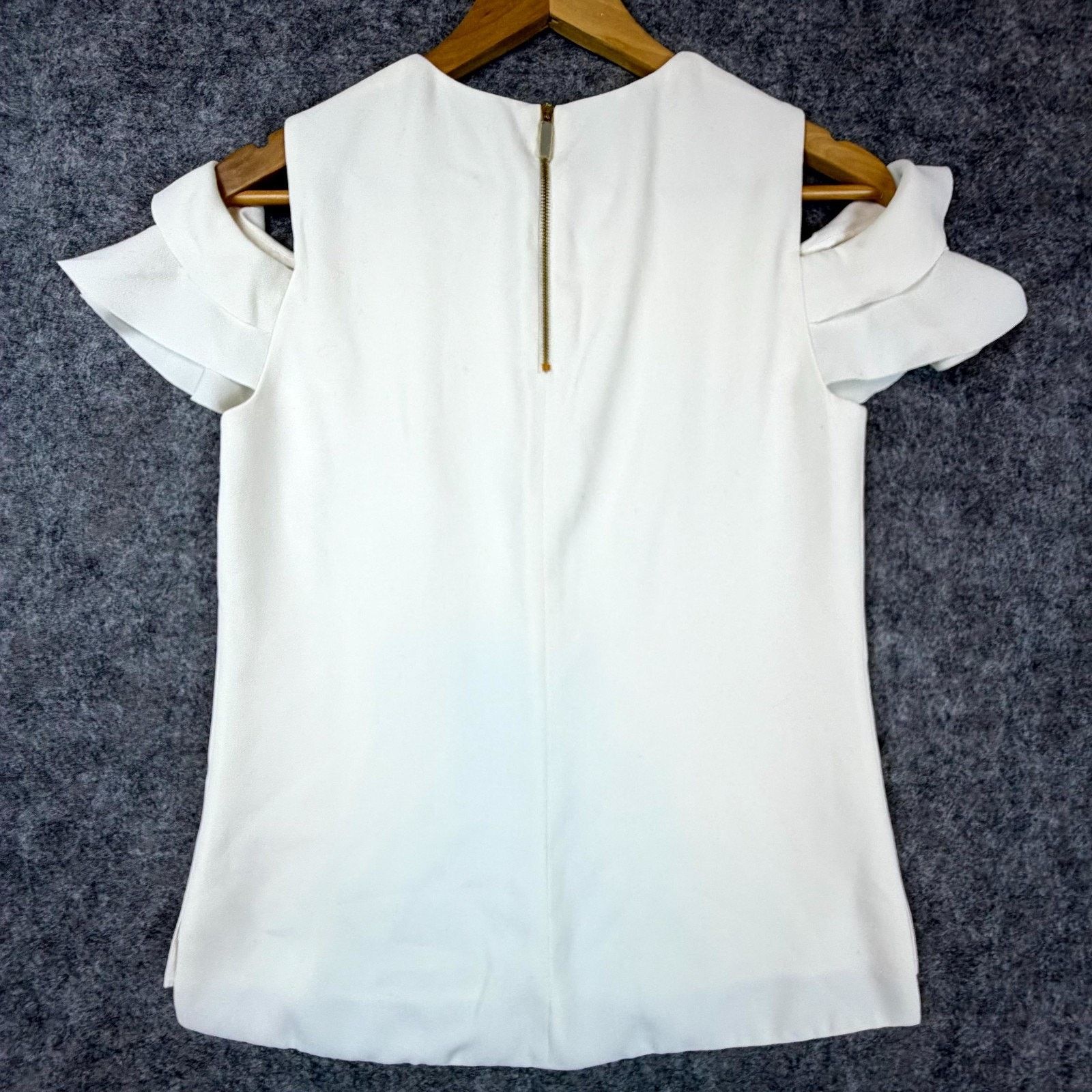 Ted Baker Ted Baker Hopee Ruffle Top Womens 1 White Office Siren Size XS / US 0-2 / IT 36-38 - 2 Thumbnail