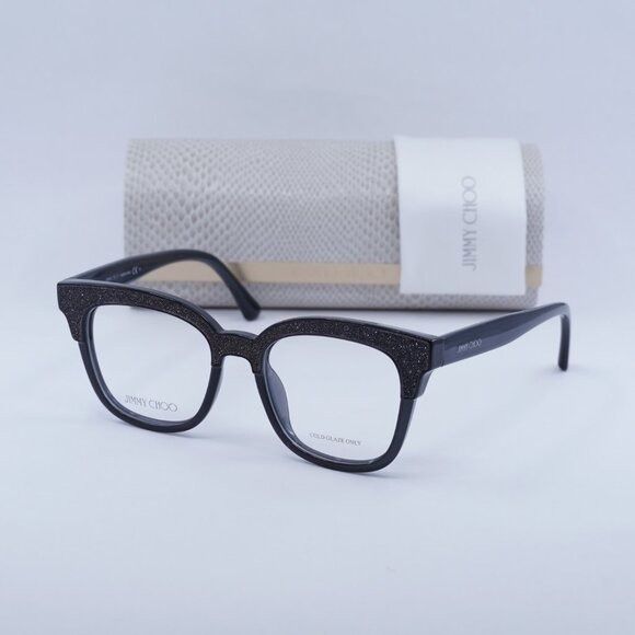 Jimmy Choo JC176 018R 00 Eyeglasses Dark Gray Glittergy 49mm