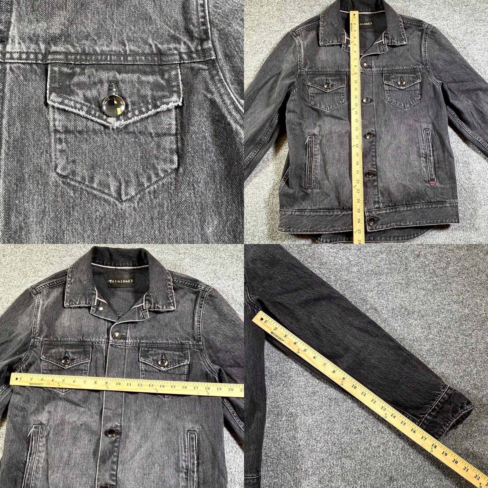 Denime Trinidad3 Mens Trucker Jacket Denim Gray Medium Front Button Streetwear Jacket Size US M / EU 48-50 / 2 - 8 Thumbnail