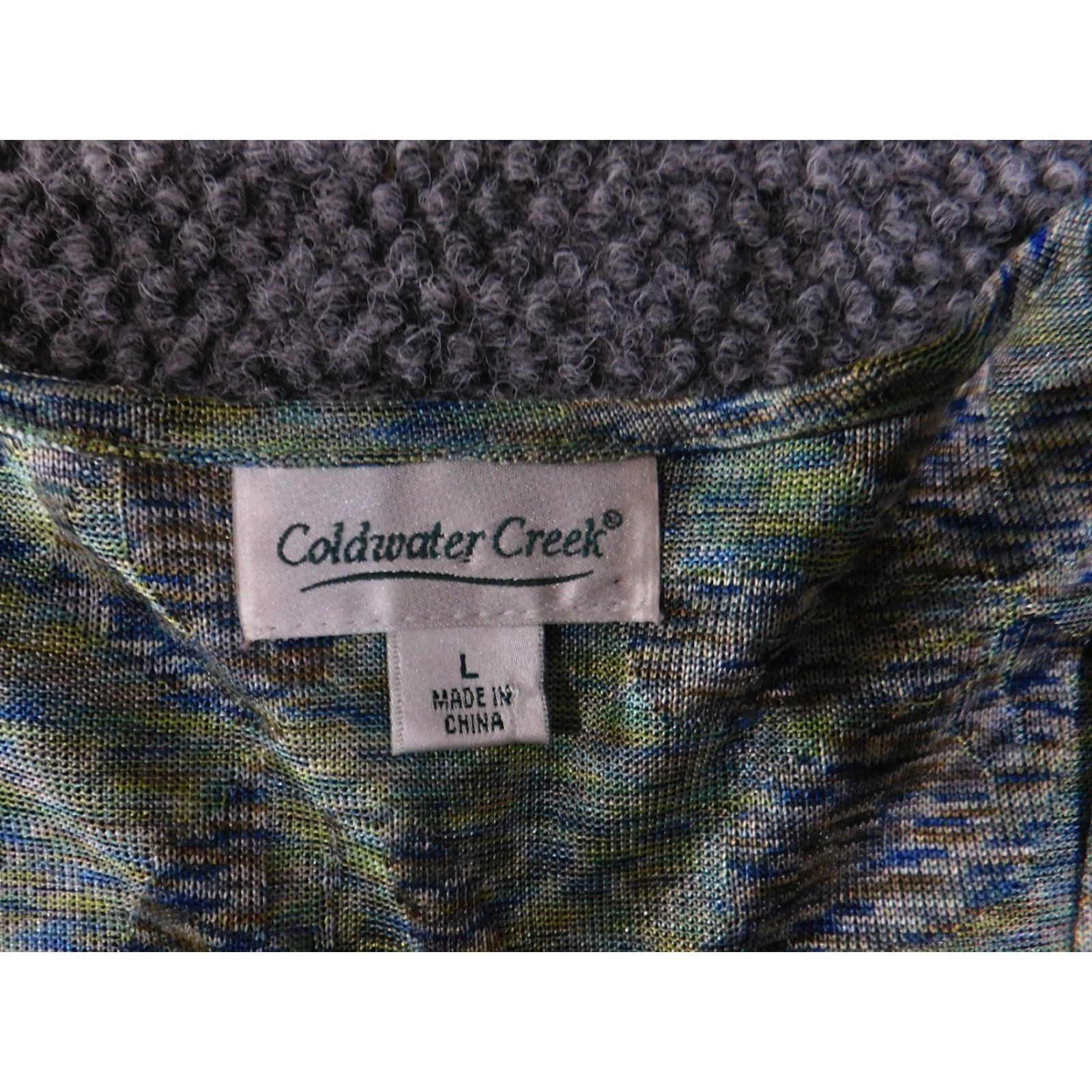 Coldwater Creek Coldwater Creek Blouse Womens Large Green Floral Tie Neck V-Neck Stretch Short? Wait. Size L / US 10 / IT 46 - 4 Thumbnail