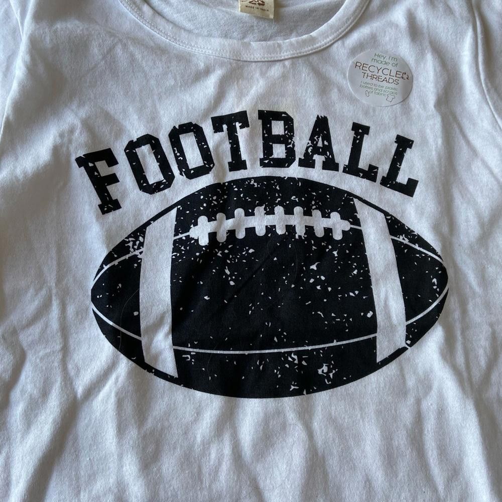 Designer Recycle Threads White Football Short Sleeve Crop Top Size M / US 6-8 / IT 42-44 - 2 Thumbnail