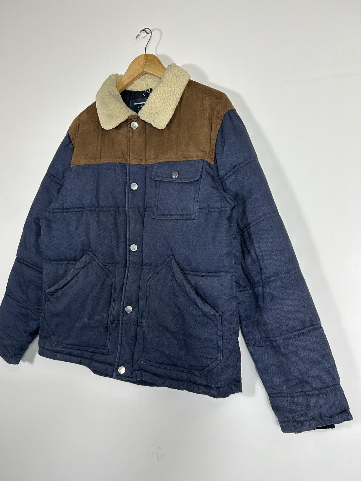 Zara 🔥Zara Man Denim Zipper Puffer Jacket Size US L / EU 52-54 / 3 - 3 Thumbnail