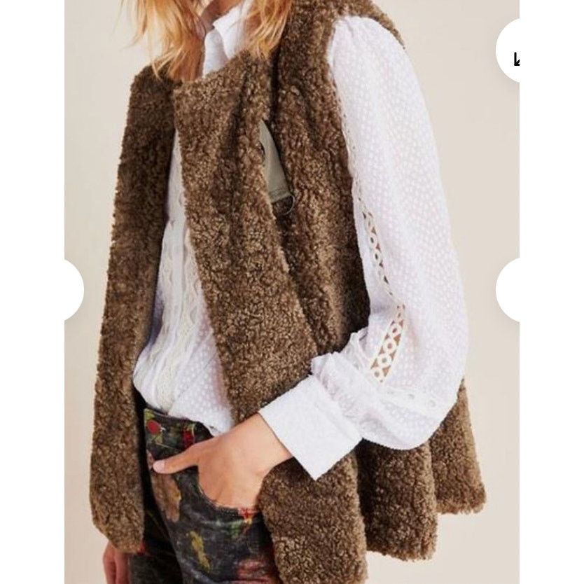 Anthropologie Anthropologie Akemi Kin Women ALONNA Teddy Plush Vest Jacket Size ONE SIZE - 5 Thumbnail