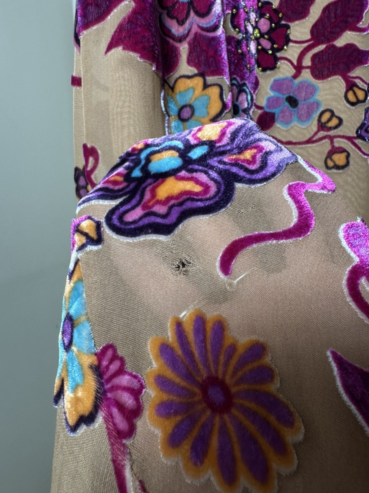 Marella Marella Vintage Midi Dress Beaded Embroidered Floral Kimono Size S / US 4 / IT 40 - 18 Thumbnail