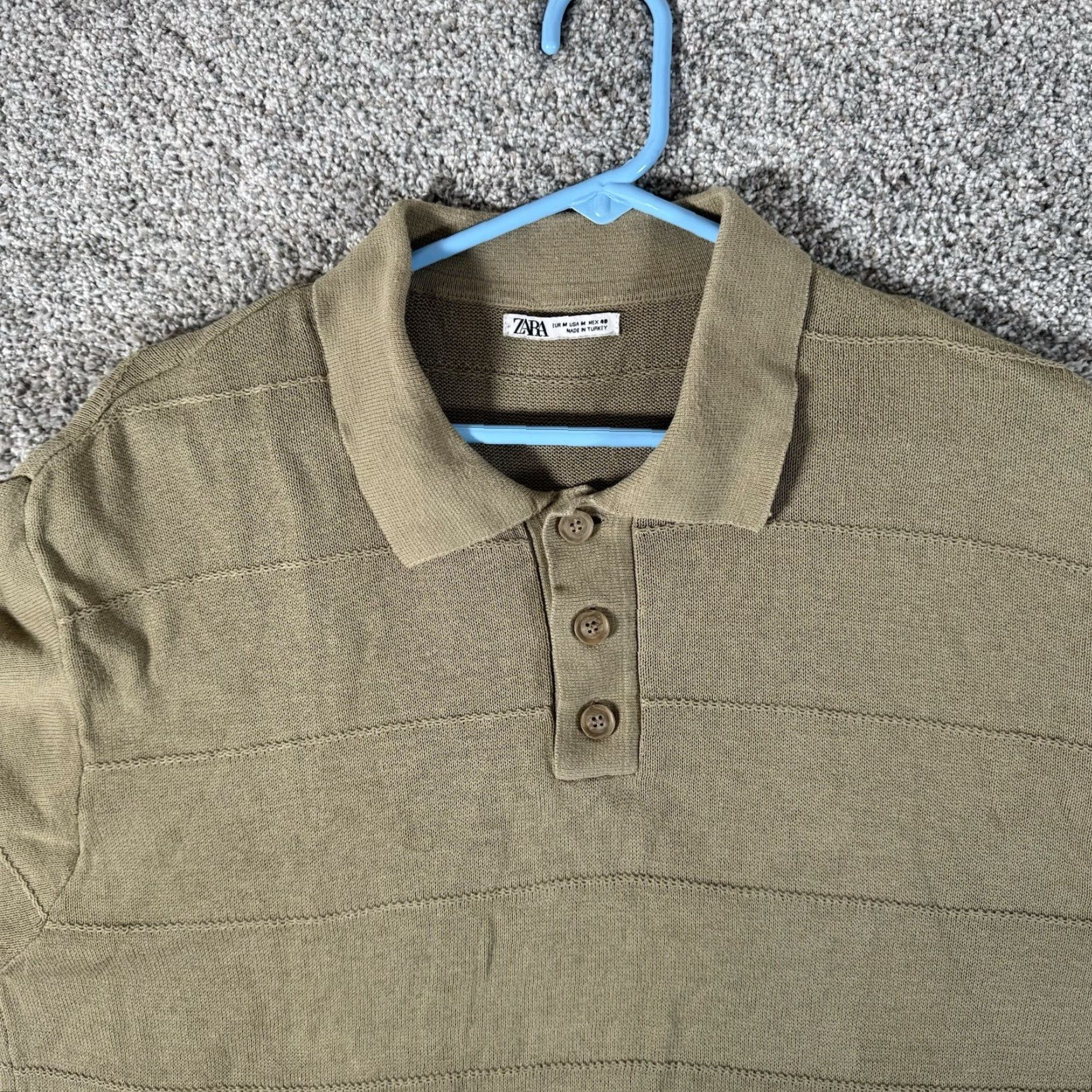 Zara Zara Knit Polo Sweater Size M Beige Textured Quiet Luxury Old Money Minimalist Resort Pullover Mens Knit Cotton Size US M / EU 48-50 / 2 - 4 Thumbnail