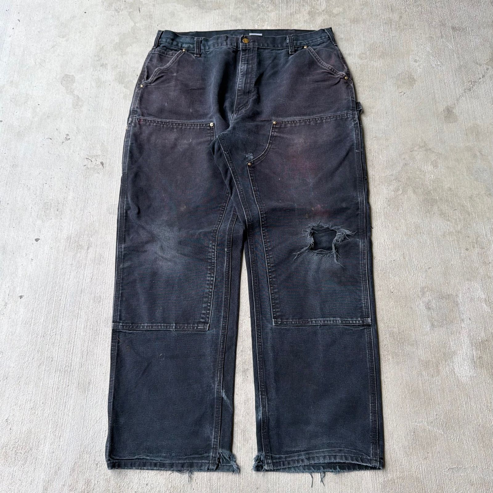 Carhartt × Vintage Vintage Y2K Carhartt black double knee work carpenter pants Size US 37 - 1 Thumbnail
