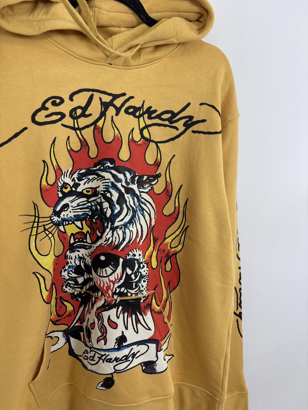 Christian Audigier Ed Hardy NWT Men’s Y2K Mustard Yellow Fire Tiger Logo Hoodie Size US XL / EU 56 / 4 - 6 Thumbnail