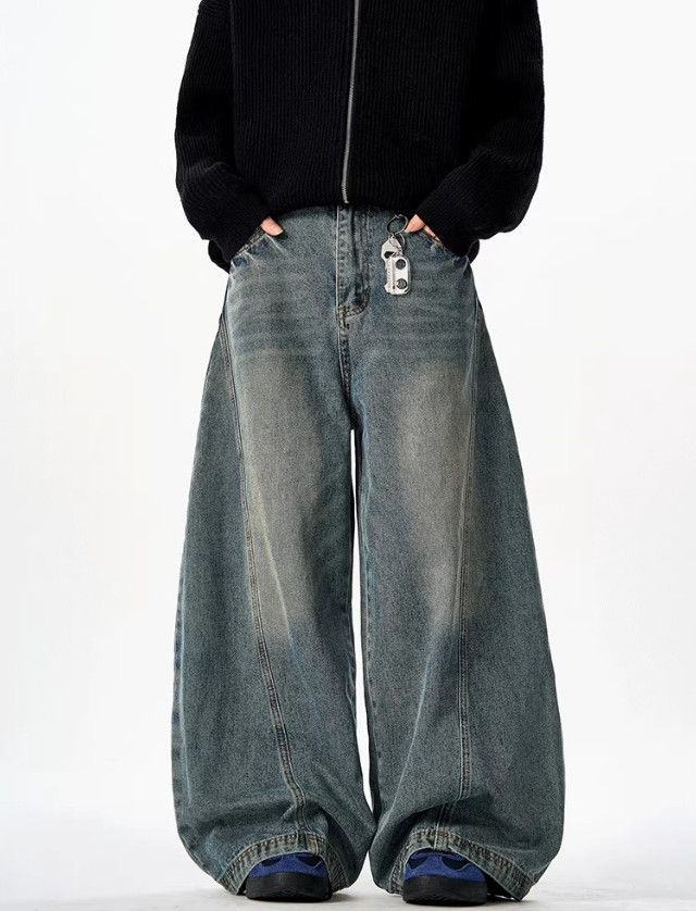 Vintage American retro washed curved jeans for men Size US 32 / EU 48 - 1 Thumbnail
