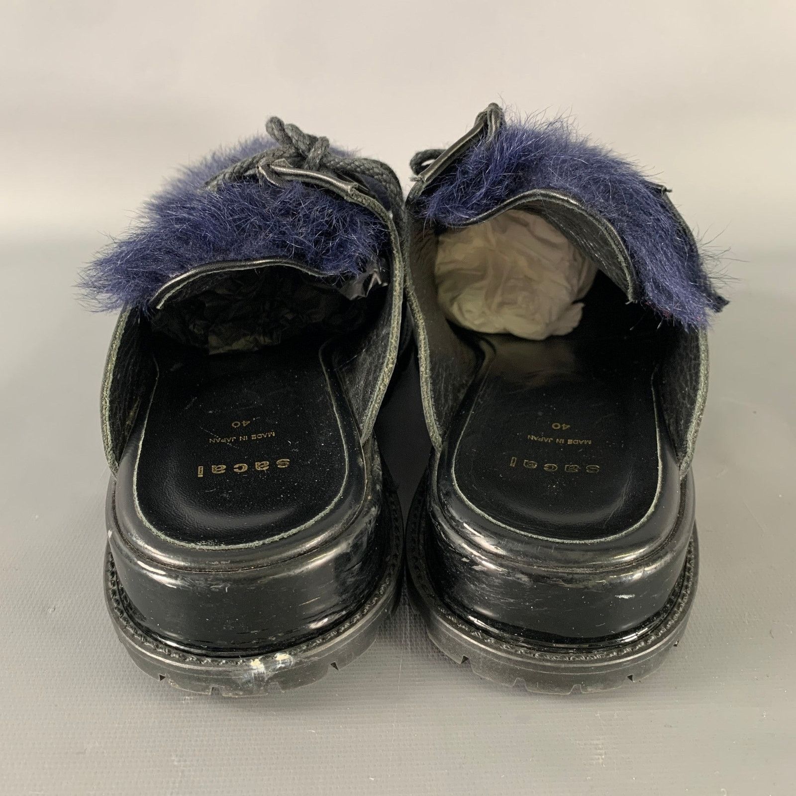 Sacai SACAI Size 8 Black Navy Leather Mules Loafers Size US 8 / EU 41 - 3 Thumbnail
