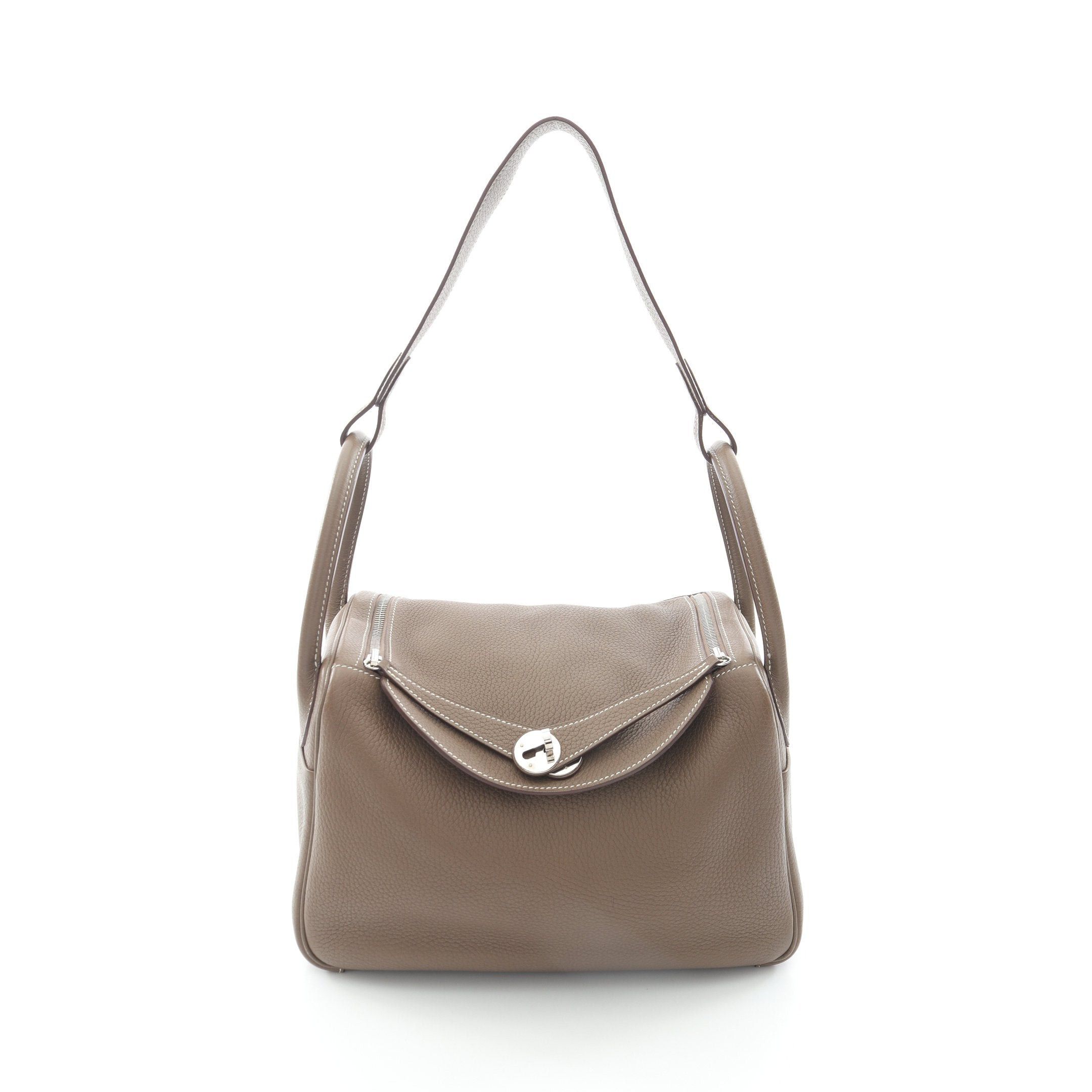 Hermes Hermes Lindy 30 Etoupe Shoulder Bag Clemence Leather Gray Brown Silver Hardware C Engraved Size ONE SIZE - 1 Thumbnail
