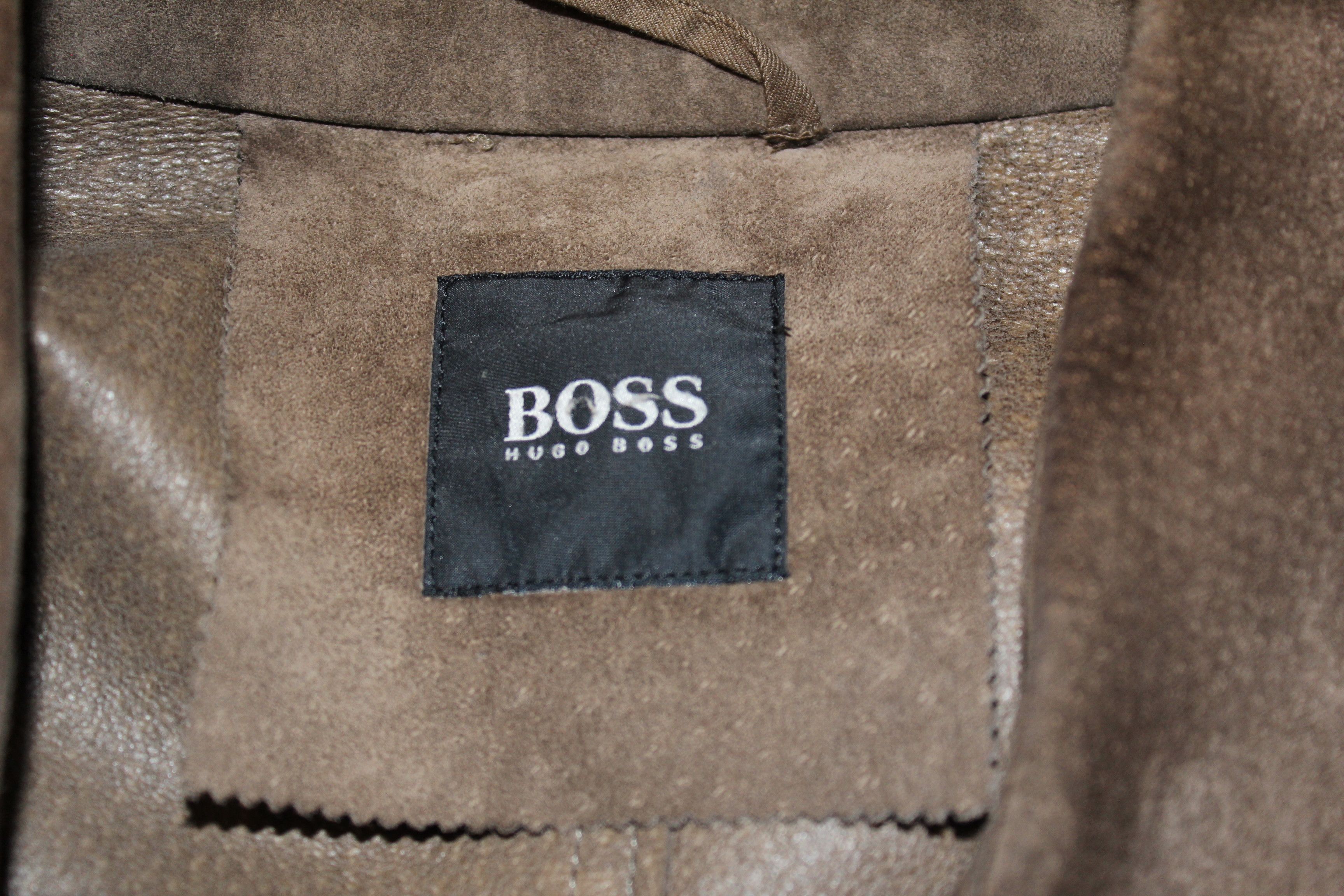 Hugo Boss Men's HUGO BOSS Brown Leather Jacket Coat Size L Size US L / EU 52-54 / 3 - 7 Thumbnail