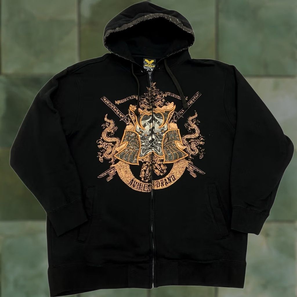 Avirex Avirex Hoodie Mens 2XL Black Graphic Crest Full Zip Y2K Sweatshirt Size US XXL / EU 58 / 5 - 1 Thumbnail