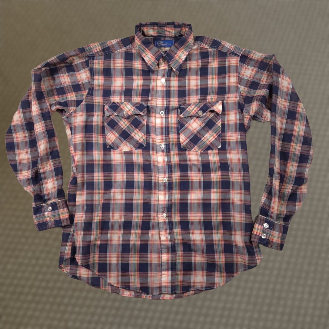 JCPenney Vintage JCPenney Plain Pockets Shirt Mens Large Blue Plaid Button Long Sleeve Size US L / EU 52-54 / 3 - 1 Thumbnail