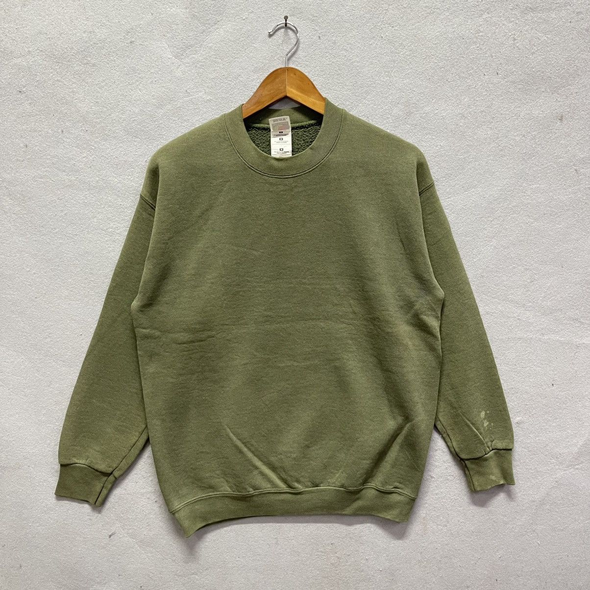 Fruit Of The Loom Vintage Fruit of the Loom BEST Blank Crewneck – Olive Green Size US M / EU 48-50 / 2 - 1 Thumbnail