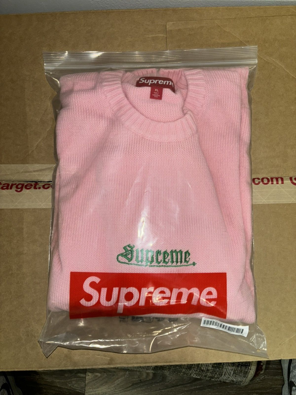 Supreme Supreme Old English Sweater (Pink) Size US XL / EU 56 / 4 - 5 Thumbnail
